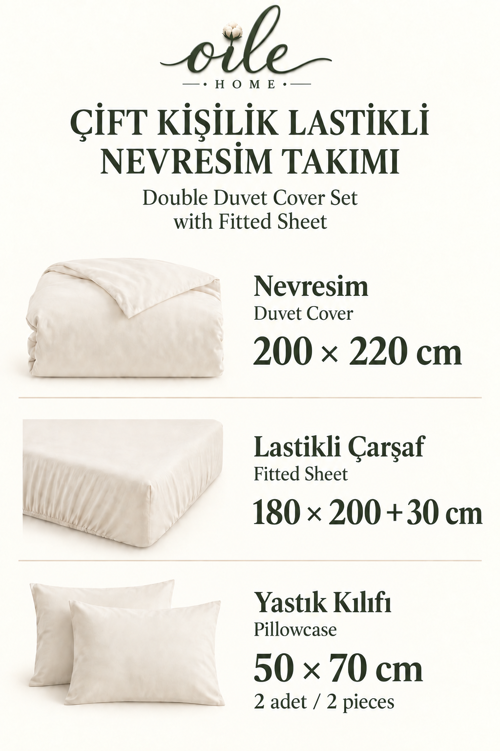 Oile Home Flower Pamuk Lastikli Çarşaflı Nevresim Takımı detay 3