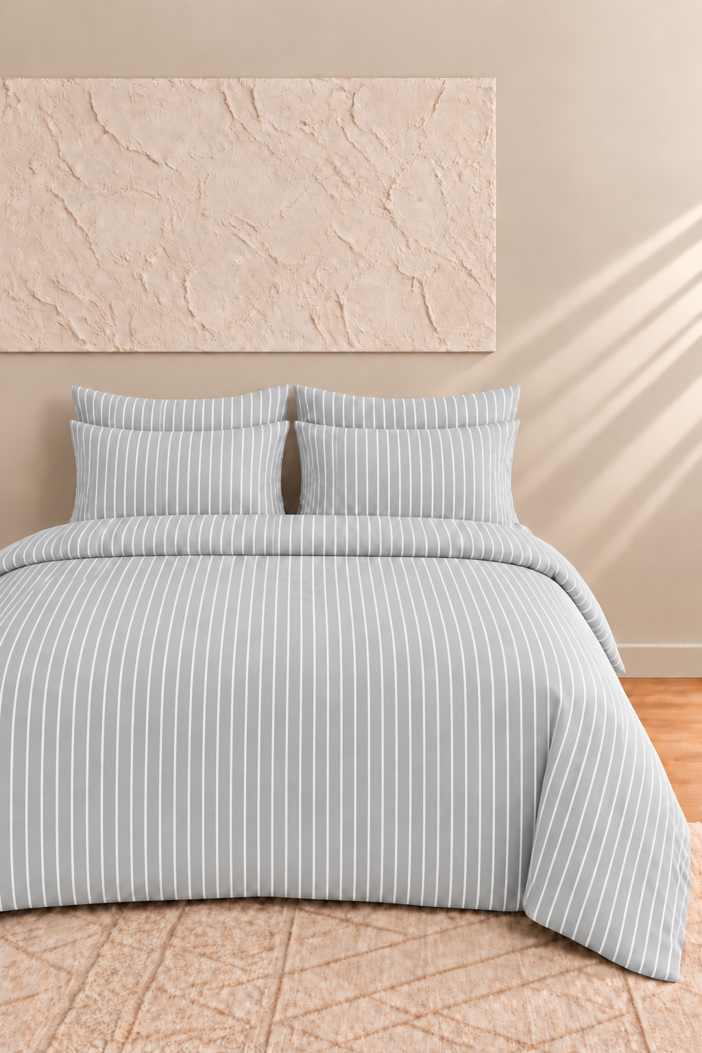 Alba Çizgili Pamuklu Çift Kişilik Lastikli Çarşaflı Nevresim Takımı 200x220 Çizgili Desen
