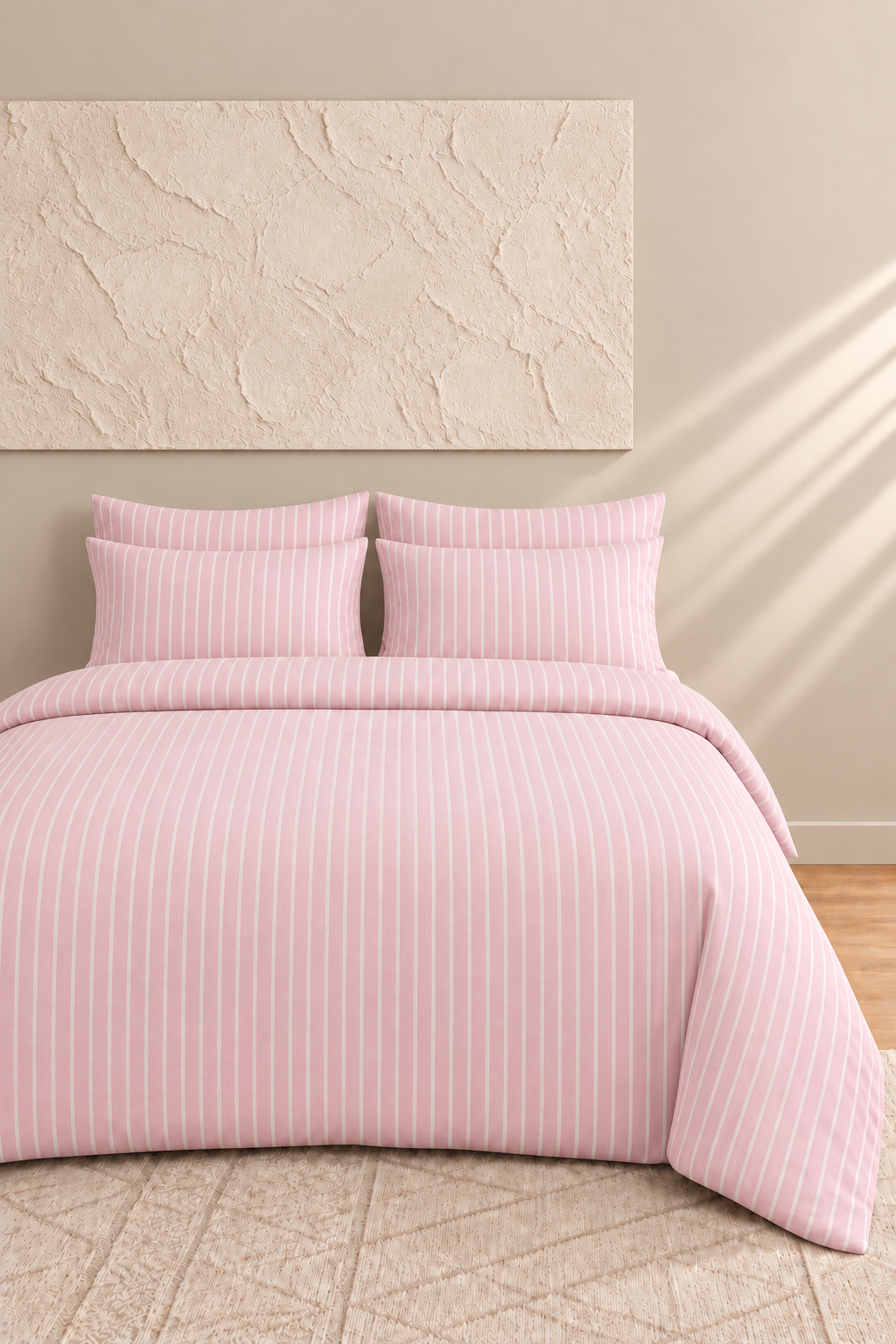 Alba Çizgili Pamuklu Çift Kişilik Lastikli Çarşaflı Nevresim Takımı 200x220 Çizgili Desen