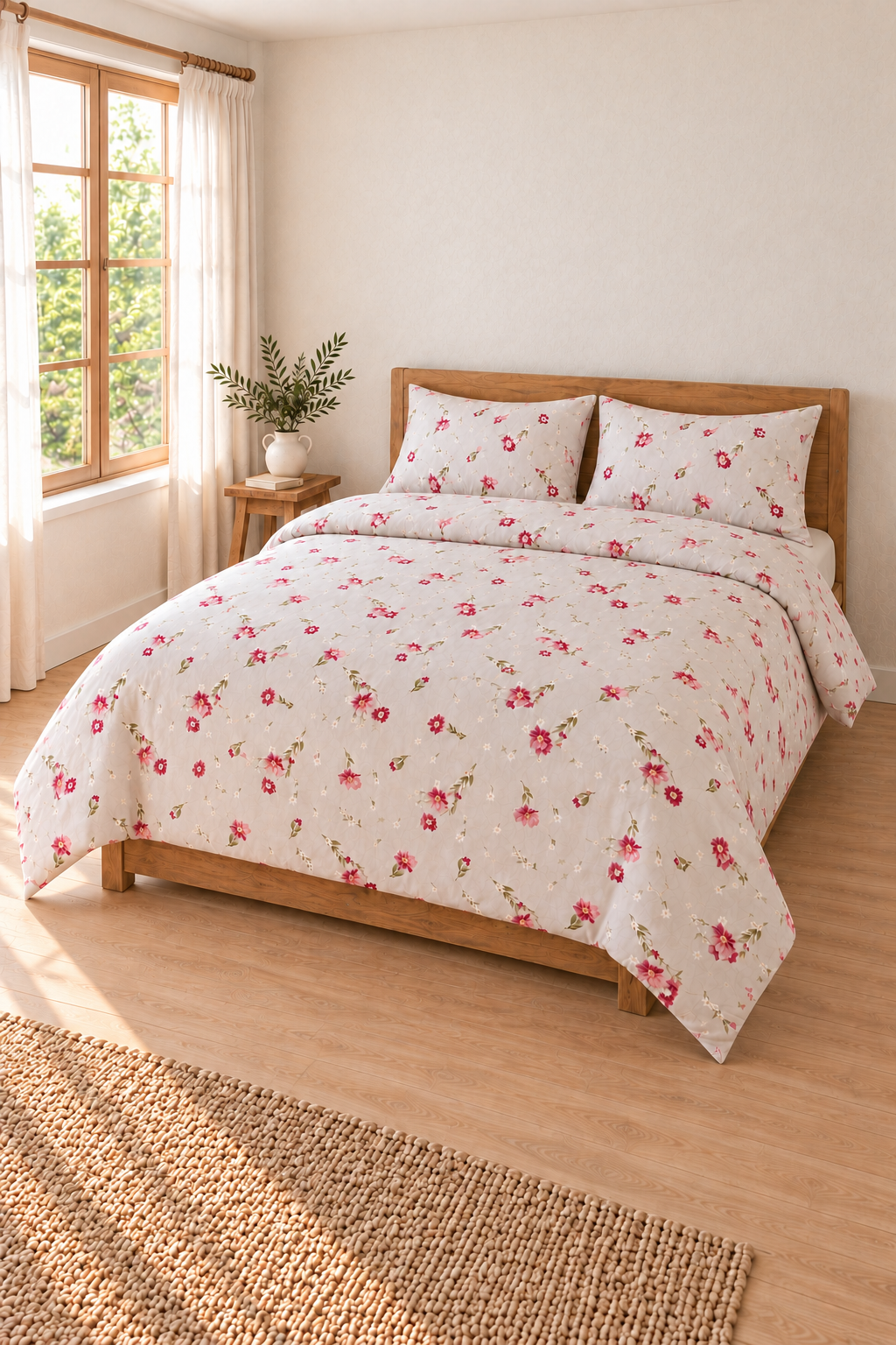 Oile Home Flower Pamuk Lastikli Çarşaflı Nevresim Takımı detay 1