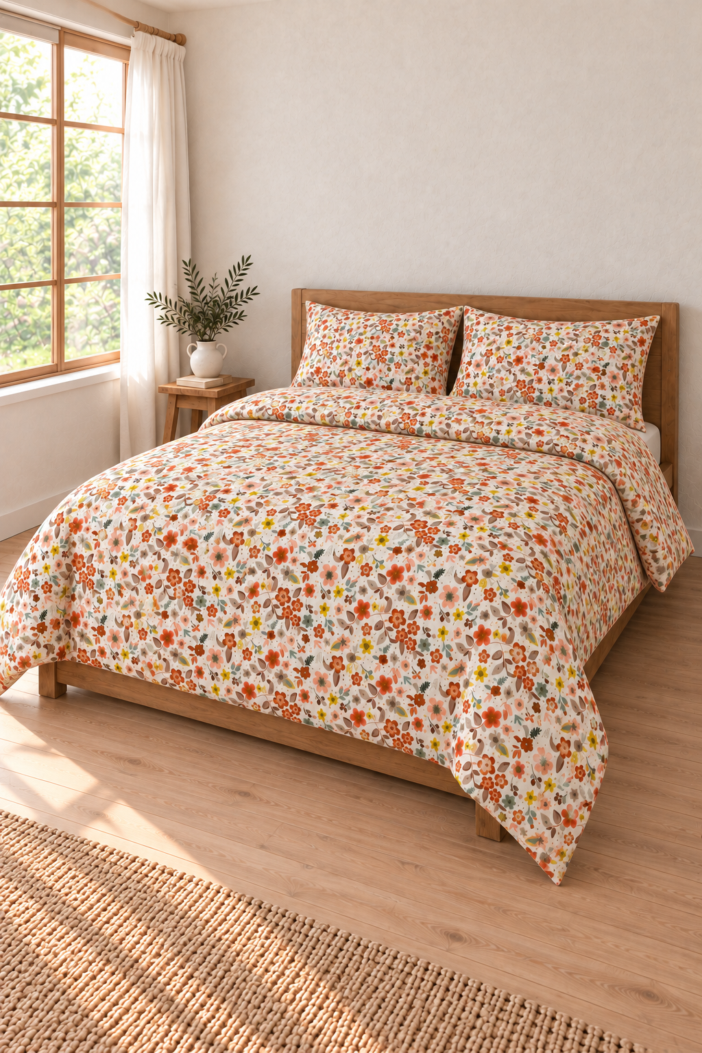 Oile Home Flower Pamuk Lastikli Çarşaflı Nevresim Takımı detay 2