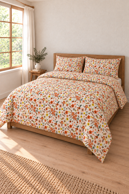 Oile Home Flower Pamuk Lastikli Çarşaflı Nevresim Takımı detay 2