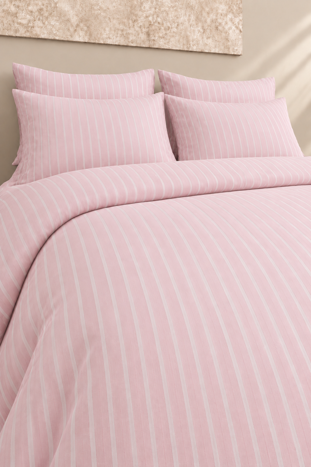 Alba Pamuklu Tek Kişilik Lastikli Çarşaflı Nevresim Takımı 160x220 Çizgili Desen
